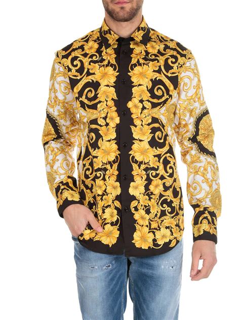 cotton versace shirt white long sleeve gold decal|Versace look alike shirts.